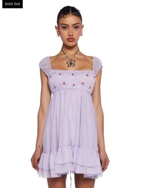 dELiA*s Lavender Dress with Pink Floral Embroidery